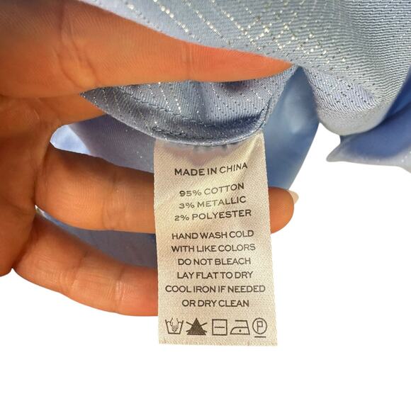 Hill House NWT Athena Nap Dress Light Blue Glitter Check Smocked Mini Babydoll - Picture 13 of 13